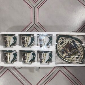 Egyptian - Vintage Ceramic Tea Set with Green Accents